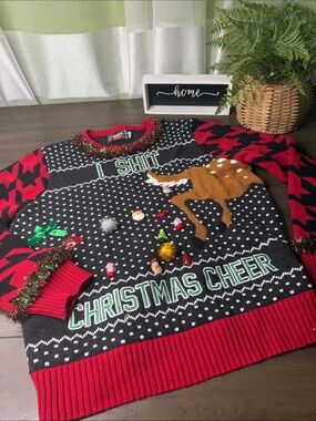 Spencer's Black & Red Holiday Tinsel Sweatshirt